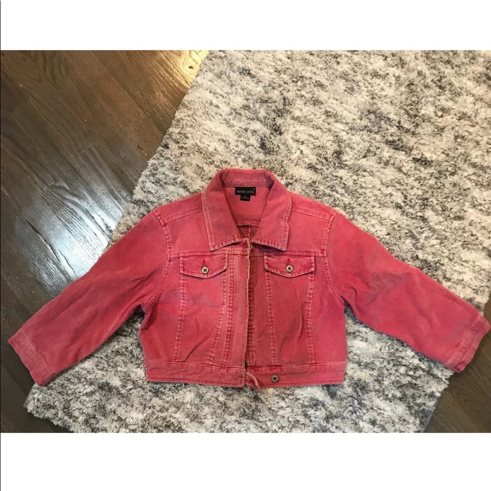 Wet Seal Pink Corduroy Cropped Jacket Size M
